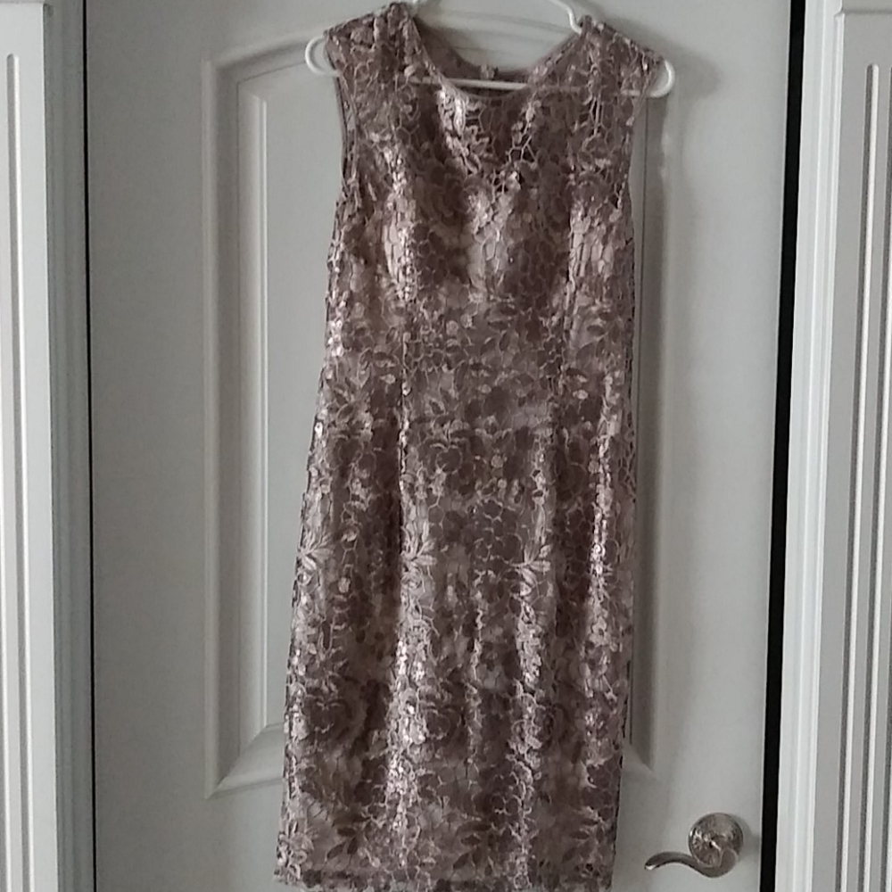 Adrianna Papell pewter lace dress